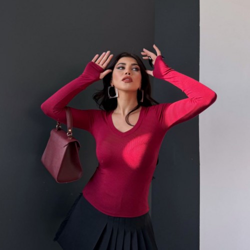 220562 TOPTAN BORDO BLUZ 220562 TOPTAN BORDO BLUZ toptan bayan giyim