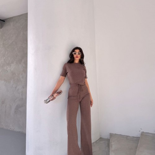 220566 TOPTAN KAHVE PANTOLON TAKIM 220566 TOPTAN KAHVE PANTOLON TAKIM toptan bayan giyim