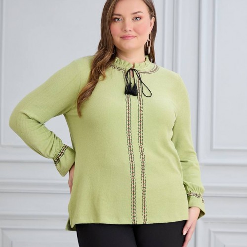 220629 TOPTAN YEŞİL BLUZ toptan bayan giyim