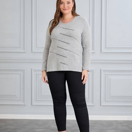 220656 TOPTAN GRİ BLUZ toptan bayan giyim