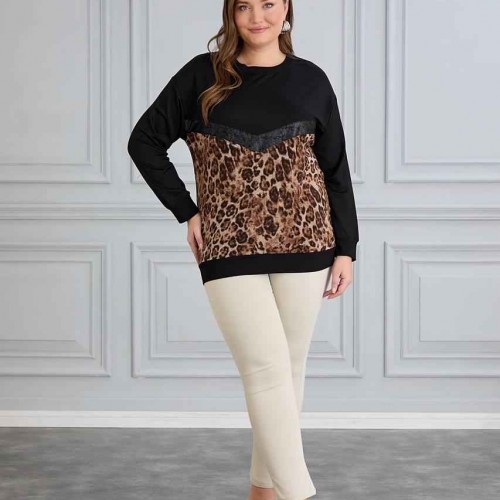 220664 TOPTAN LEOPAR BLUZ toptan bayan giyim