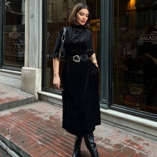 220703 TOPTAN SİYAH ELBİSE toptan bayan giyim