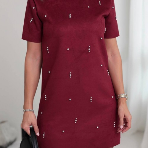 220707 TOPTAN BORDO ELBİSE toptan bayan giyim