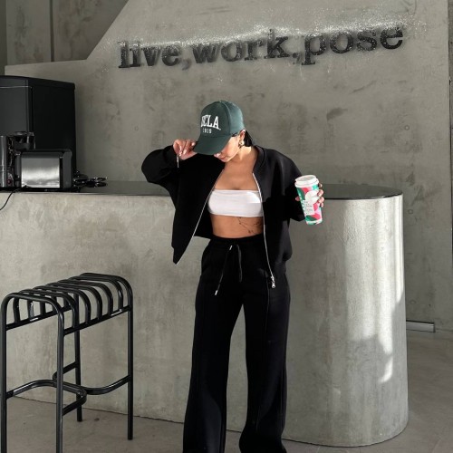 220734 TOPTAN SİYAH EŞOFMAN TAKIM toptan bayan giyim