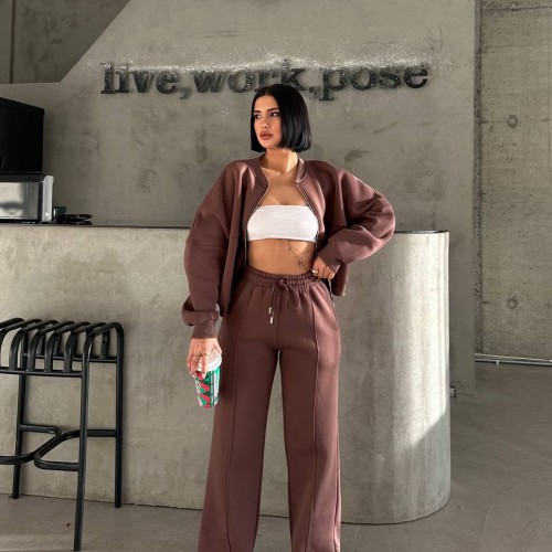 220737 TOPTAN KAHVE EŞOFMAN TAKIM 220737 TOPTAN KAHVE EŞOFMAN TAKIM toptan bayan giyim