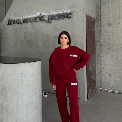 220743 TOPTAN BORDO EŞOFMAN TAKIM toptan bayan giyim