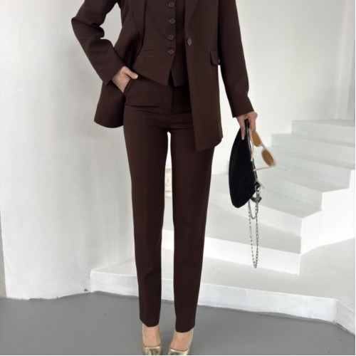 220849 TOPTAN KAHVE PANTOLON TAKIM 220849 TOPTAN KAHVE PANTOLON TAKIM toptan bayan giyim