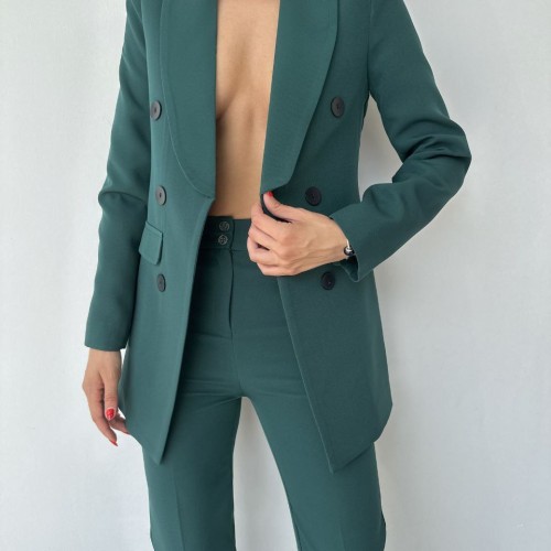 220917 TOPTAN ZÜMRÜT YEŞİL PANTOLON TAKIM toptan bayan giyim