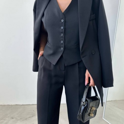 220936 TOPTAN SİYAH PANTOLON TAKIM 220936 TOPTAN SİYAH PANTOLON TAKIM toptan bayan giyim