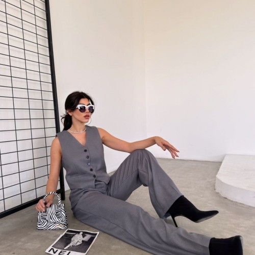 220937 TOPTAN ANTRASİT PANTOLON TAKIM toptan bayan giyim