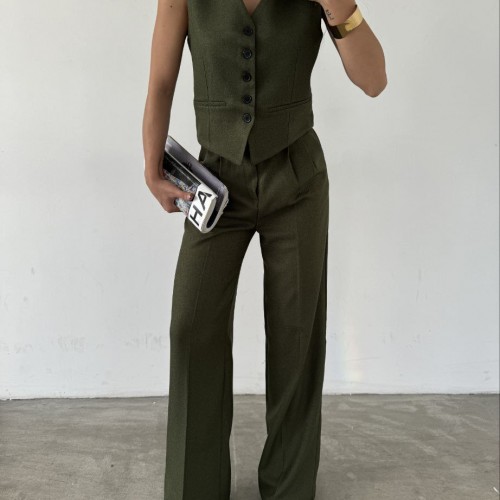 220939 TOPTAN HAKİ PANTOLON TAKIM toptan bayan giyim