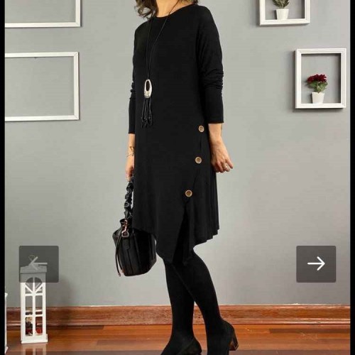 220968 TOPTAN SİYAH ELBİSE toptan bayan giyim