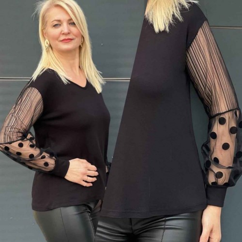 220982 TOPTAN SİYAH BLUZ toptan bayan giyim