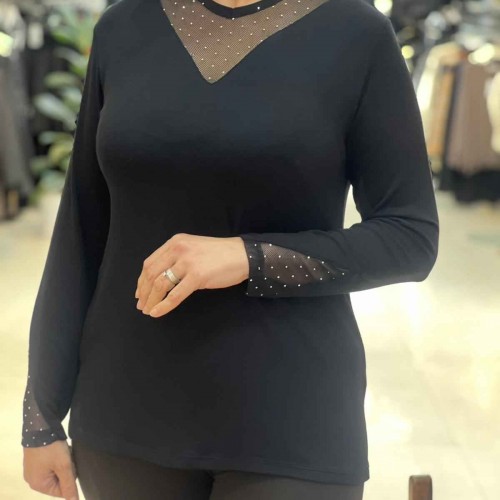 220984 TOPTAN SİYAH BLUZ toptan bayan giyim