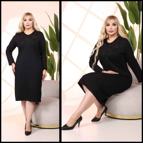 221062 TOPTAN SİYAH ELBİSE toptan bayan giyim