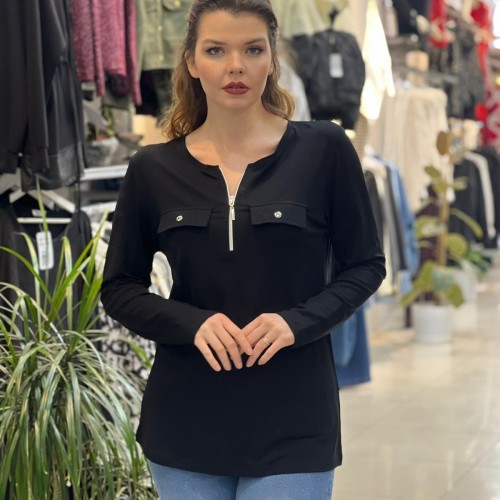 221070 TOPTAN SİYAH BLUZ toptan bayan giyim