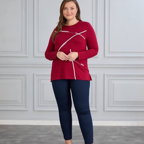 221076 TOPTAN BORDO BLUZ toptan bayan giyim