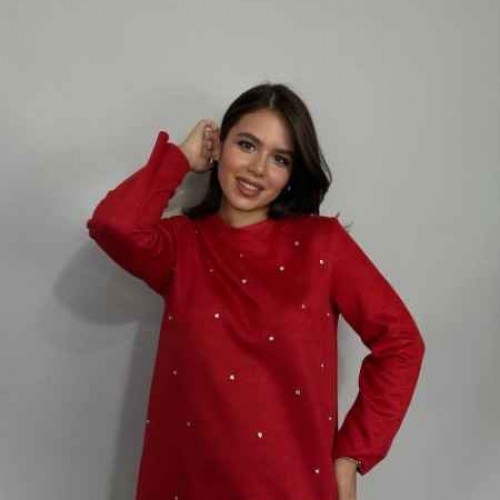 221135 TOPTAN KIRMIZI ELBİSE toptan bayan giyim