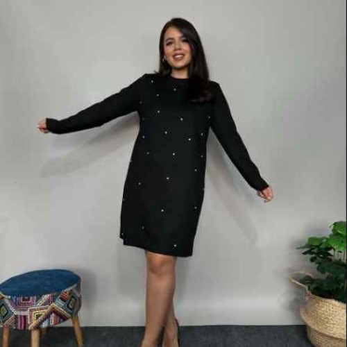 221137 TOPTAN SİYAH ELBİSE toptan bayan giyim