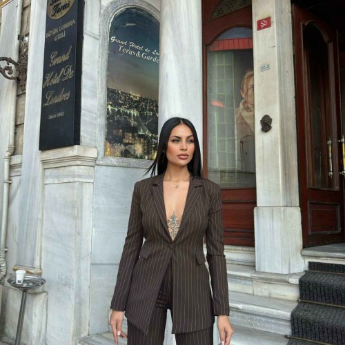 221163 TOPTAN KAHVE PANTOLON TAKIM toptan bayan giyim