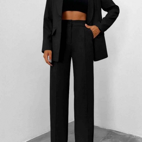 221174 TOPTAN SİYAH PANTOLON TAKIM toptan bayan giyim