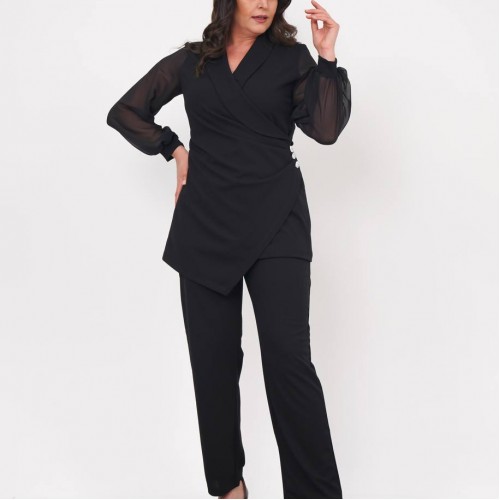 221264 TOPTAN SİYAH PANTOLON TAKIM toptan bayan giyim