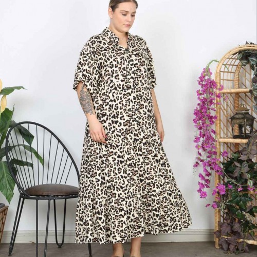 221277 TOPTAN DESENLİ ELBİSE toptan bayan giyim