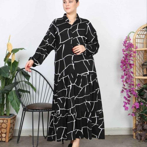 221281 TOPTAN DESENLİ ELBİSE toptan bayan giyim