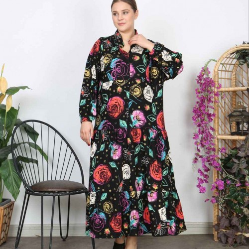 221282 TOPTAN DESENLİ ELBİSE toptan bayan giyim