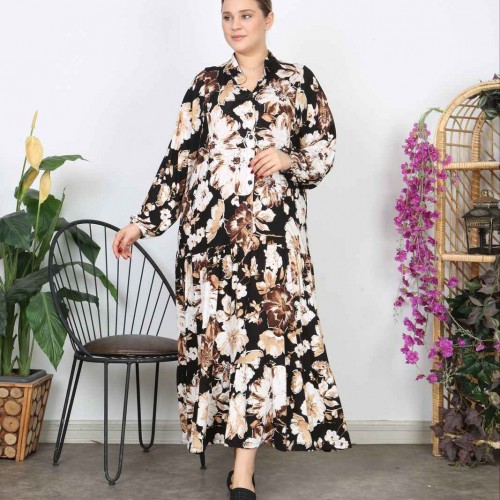 221283 TOPTAN DESENLİ ELBİSE toptan bayan giyim