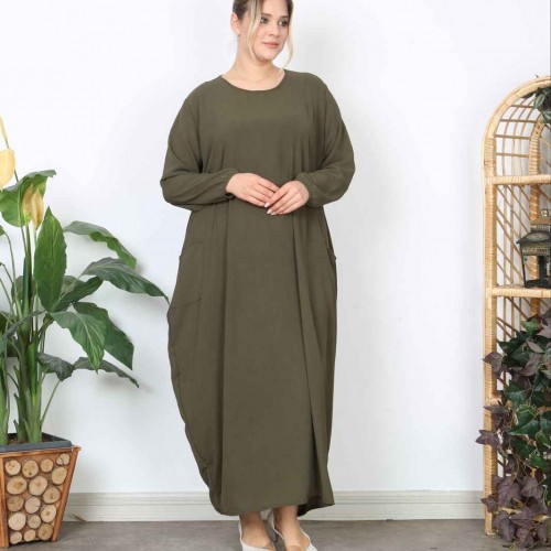 221294 TOPTAN HAKİ ELBİSE toptan bayan giyim