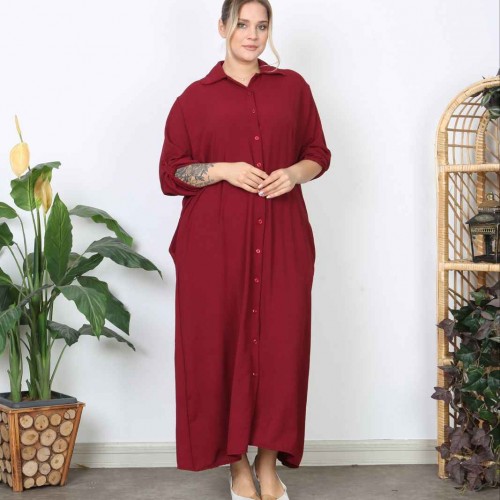 221298 TOPTAN BORDO ELBİSE toptan bayan giyim