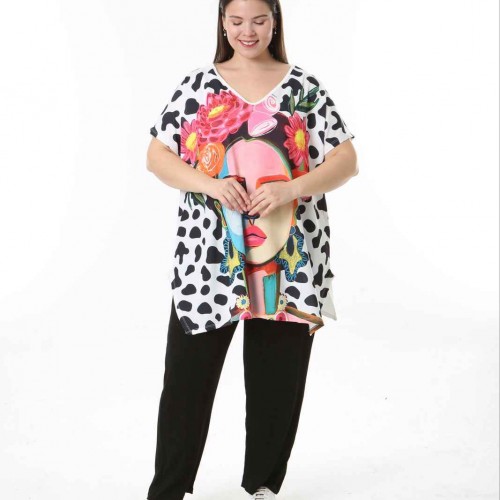 221489 TOPTAN DESENLİ BLUZ toptan bayan giyim