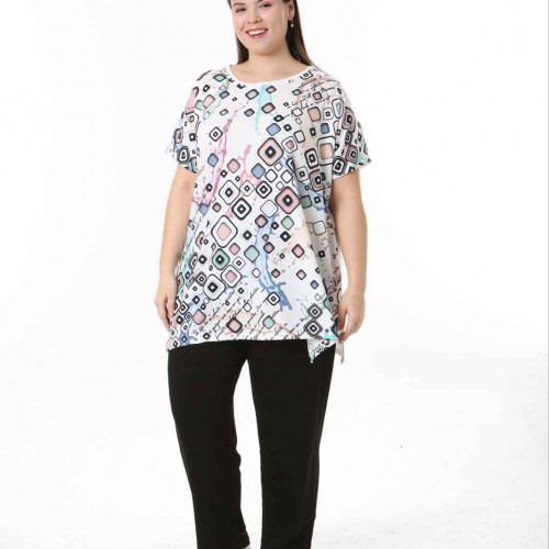 221568 TOPTAN DESENLİ BLUZ toptan bayan giyim