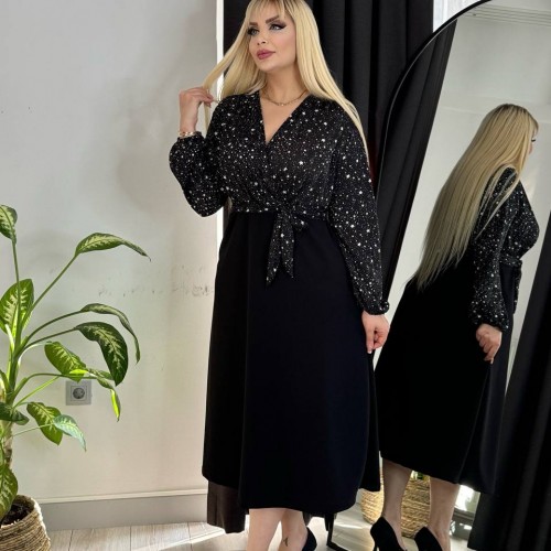 221639 TOPTAN SİYAH ELBİSE toptan bayan giyim