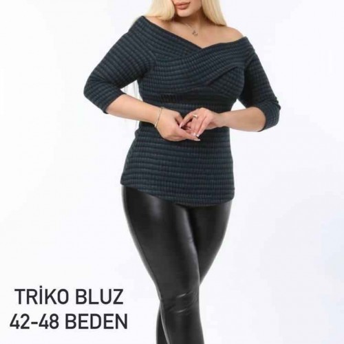221658 TOPTAN ÇİZGİLİ BLUZ toptan bayan giyim