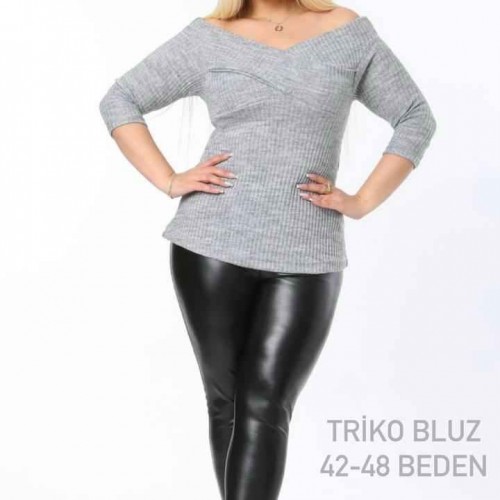 221660 TOPTAN GRİ BLUZ toptan bayan giyim