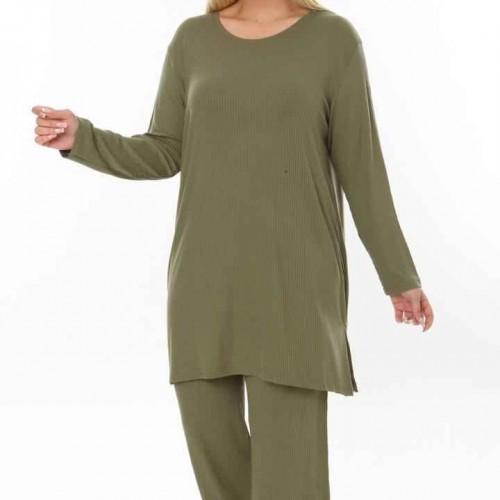 221664 TOPTAN HAKİ PANTOLON TAKIM toptan bayan giyim