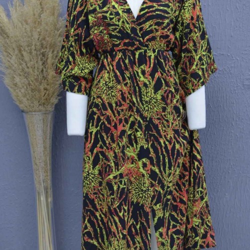 221703 TOPTAN DESENLİ ELBİSE toptan bayan giyim