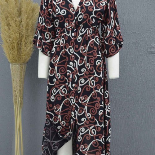 221705 TOPTAN DESENLİ ELBİSE toptan bayan giyim