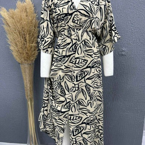 221711 TOPTAN DESENLİ ELBİSE toptan bayan giyim