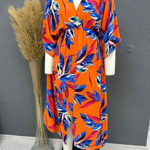 221714 TOPTAN DESENLİ ELBİSE toptan bayan giyim