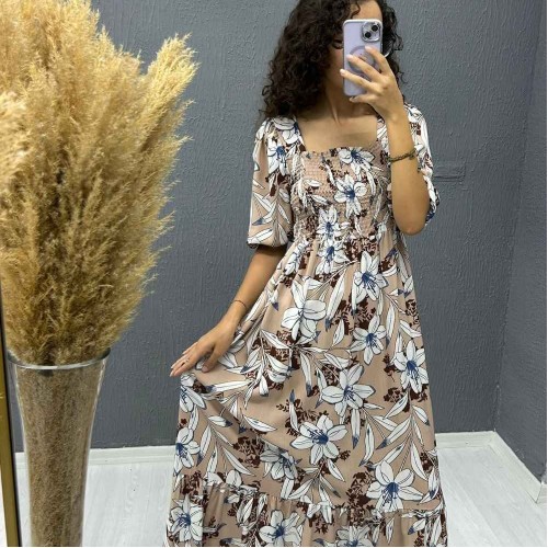 221726 TOPTAN DESENLİ ELBİSE toptan bayan giyim