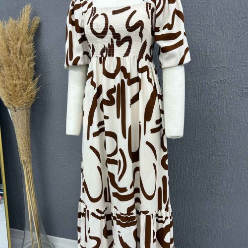 221729 TOPTAN DESENLİ ELBİSE toptan bayan giyim