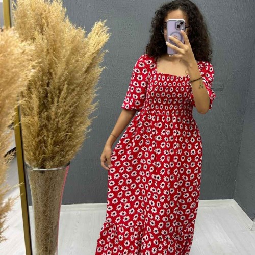 221731 TOPTAN DESENLİ ELBİSE toptan bayan giyim