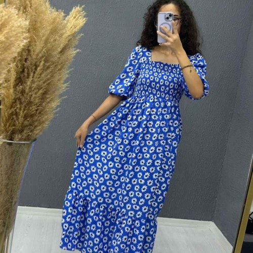 221733 TOPTAN DESENLİ ELBİSE toptan bayan giyim