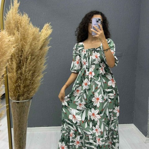 221737 TOPTAN DESENLİ ELBİSE toptan bayan giyim