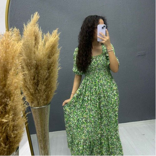 221741 TOPTAN DESENLİ ELBİSE toptan bayan giyim