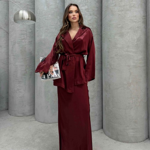 221753 TOPTAN BORDO ETEK TAKIM toptan bayan giyim