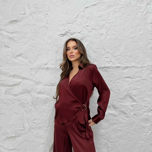 221762 TOPTAN BORDO PANTOLON TAKIM toptan bayan giyim